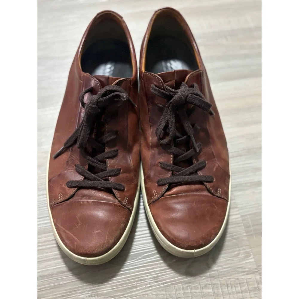 ECCO Soft 7 Mens Brown Leather Low Top Sneakers Size 47 EU 13-13.5 US 470364‎